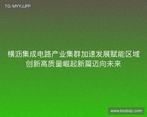 横沥集成电路产业集群加速发展赋能区域创新高质量崛起新篇迈向未来